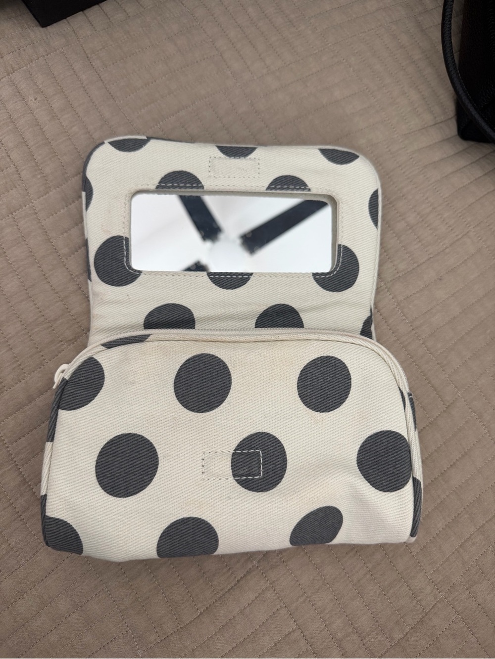 Brandy Melville White Cosmetic Bag with Black Polka Dots - Picture 4 of 7
